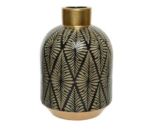 Vase porcelain - black/gold