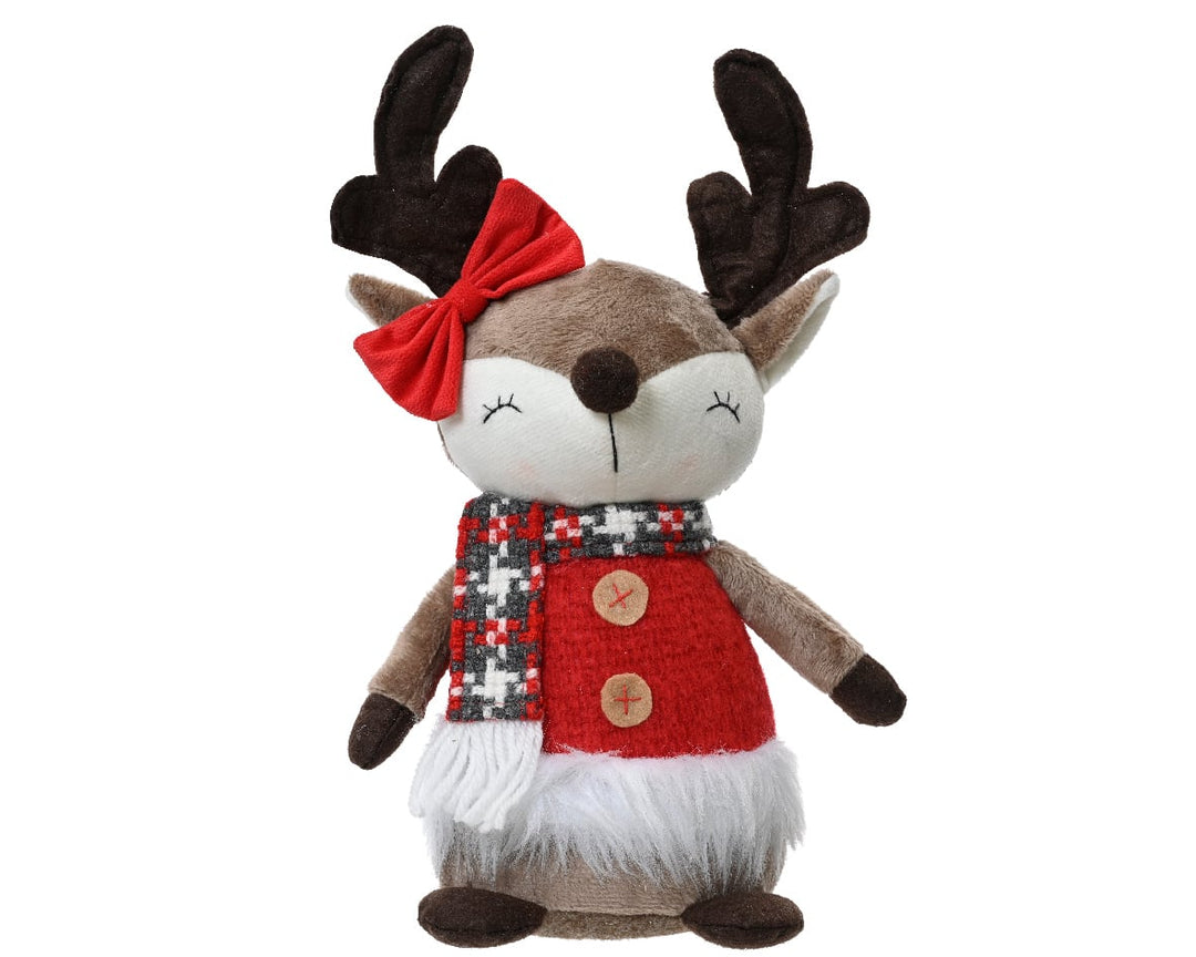 Red polyester Christmas fox, 32cm tall