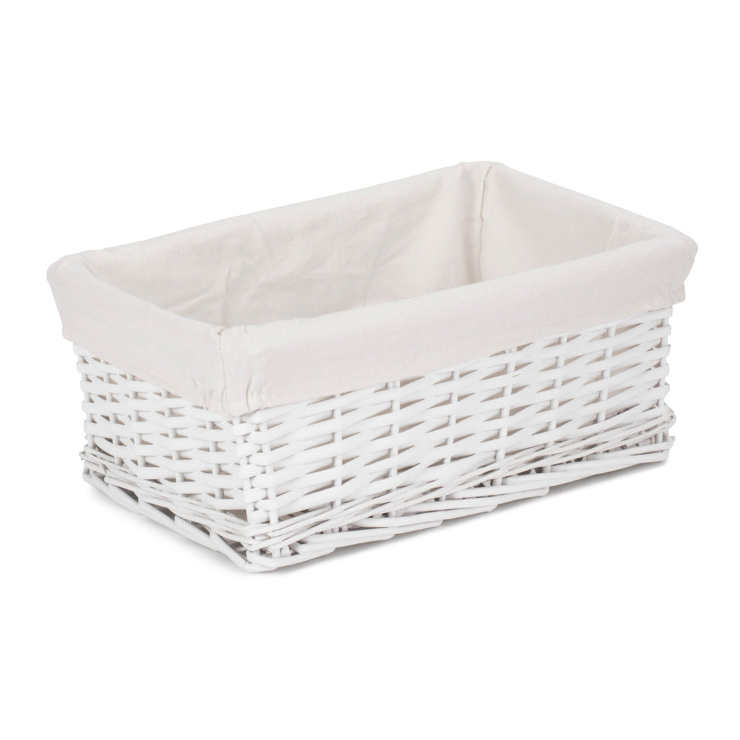 White Wicker Storage Basket Medium