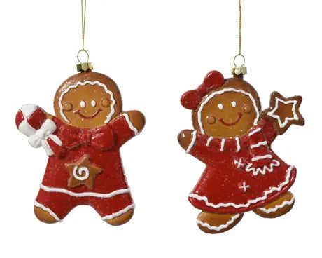 Gingerbread polystyrene glitter  red L.11cm x W.2.7cm x H.14cm