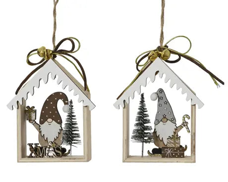 House plywood plastic pine leaf, bead,brown suede L.2.5cm x W.9cm x H.11cm