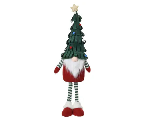 Gnome polyester standing xams tree hat green L.21cm x W.13cm x H.65cm