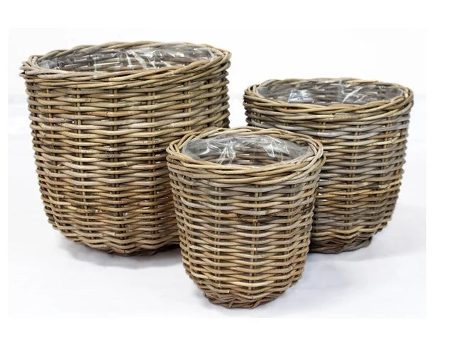 Basket Rattan Pot Round Grey Ø43cm H40cm