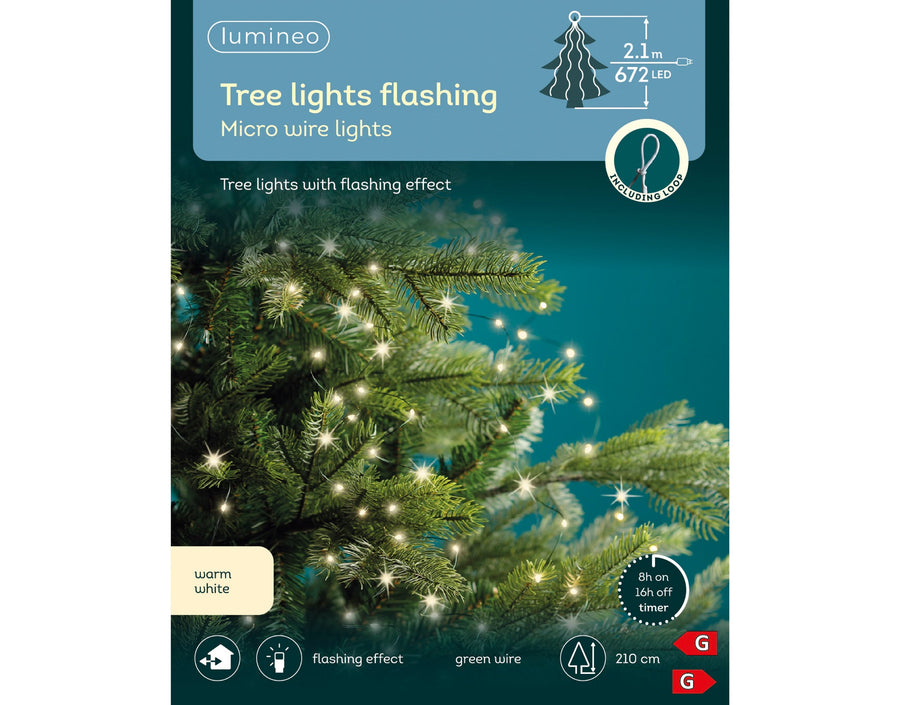 Warm white micro LED tree bunch lights, 2.1m plug-in