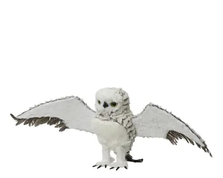 Owl artificial fur feathers grey L.17cm x W.68cm x H.24cm