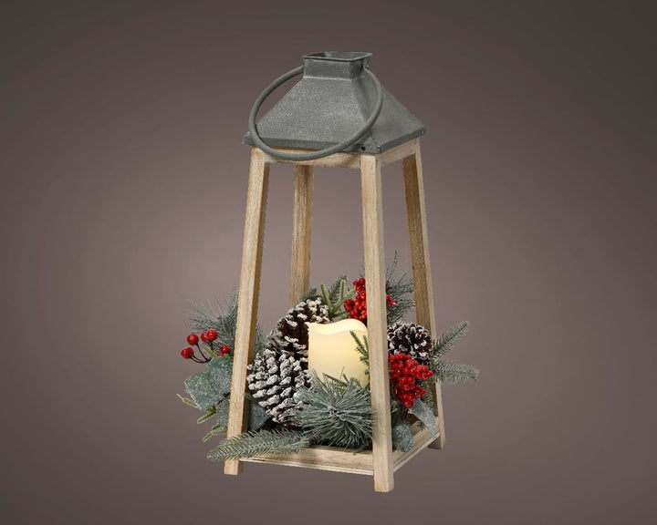 Led Lantern Firwood Steady Bo Indoor Warm White L.21Cm X W.21Cm X H.50Cm - Christmas Lights - Windyridge Garden Centre
