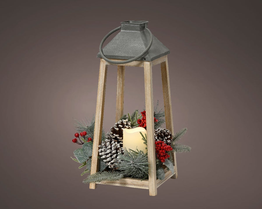 Led Lantern Firwood Steady Bo Indoor Warm White L.21Cm X W.21Cm X H.50Cm - Christmas Lights - Windyridge Garden Centre