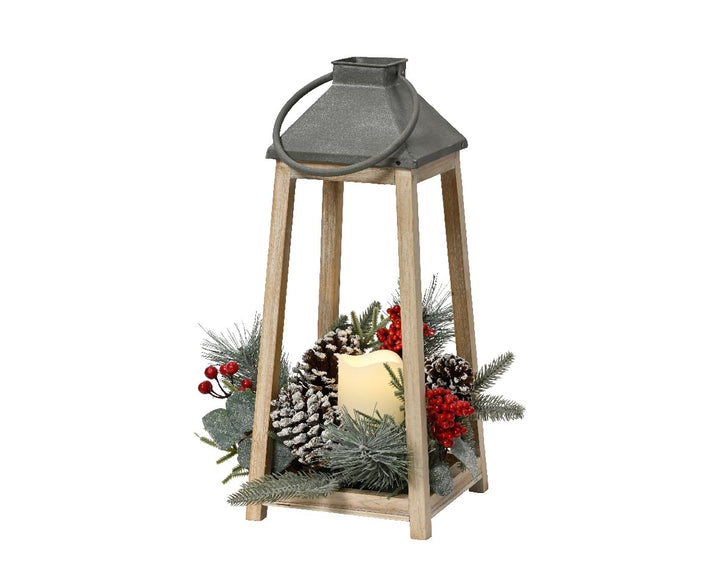 Led Lantern Firwood Steady Bo Indoor Warm White L.21Cm X W.21Cm X H.50Cm - Christmas Lights - Windyridge Garden Centre