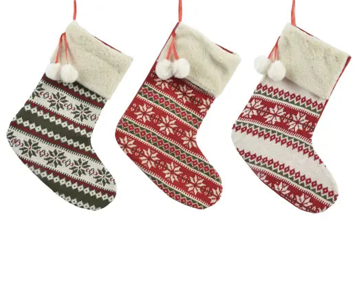 Stocking polyester knitted pompom L.37cm x W.29.5cm x H.4cm