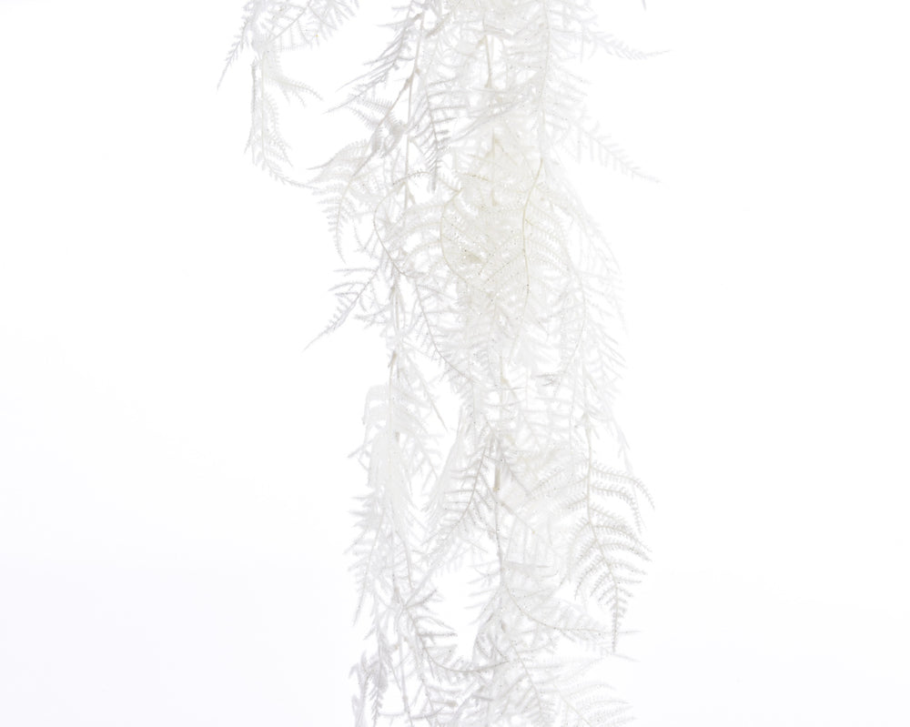 Bush asparagus with handle plastic w snow - w glitter white