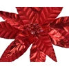 Poinsettia on clip polyester glitter velvet  christmas red H.5cm
D.30cm