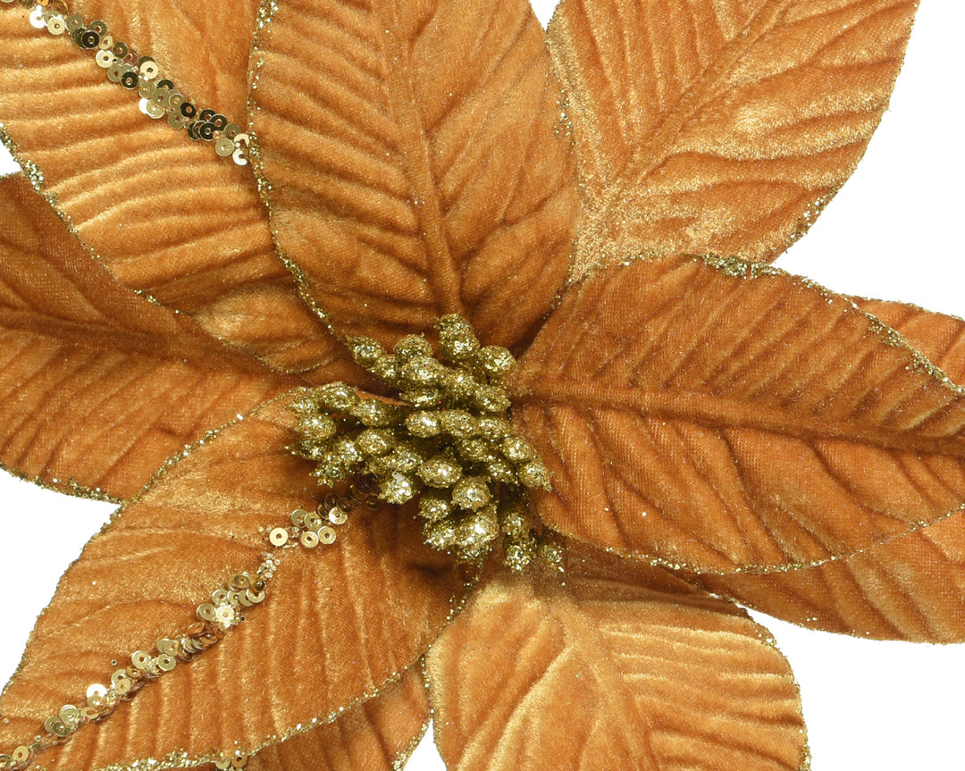 Poinsettia on clip poinsettia polyester assorted D.32cm x H.5cm