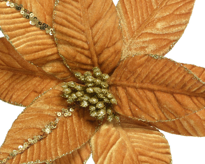 Poinsettia on clip poinsettia polyester assorted D.32cm x H.5cm