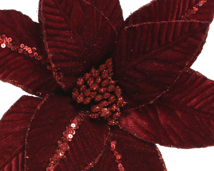 Poinsettia on clip poinsettia polyester assorted D.32cm x H.5cm