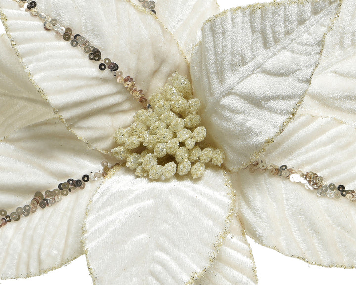 Poinsettia on clip poinsettia polyester assorted D.32cm x H.5cm