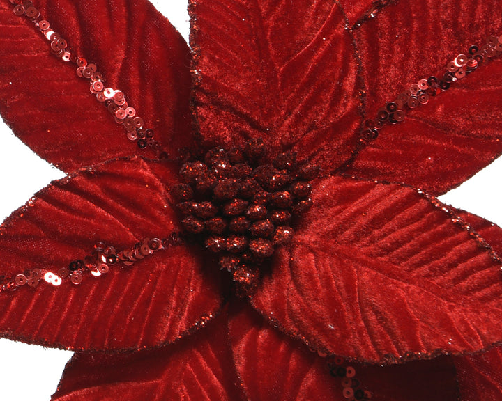 Poinsettia on clip poinsettia polyester assorted D.32cm x H.5cm