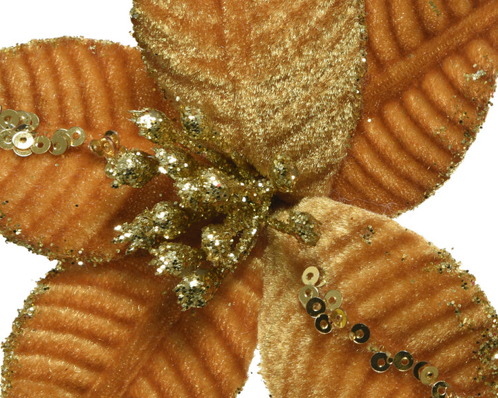 Poinsettia on clip poinsettia polyester assorted D.10cm x H.2cm