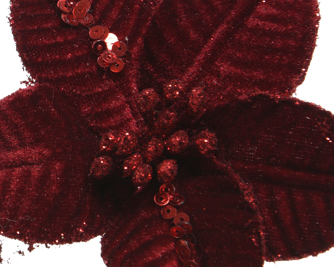 Poinsettia on clip poinsettia polyester assorted D.10cm x H.2cm