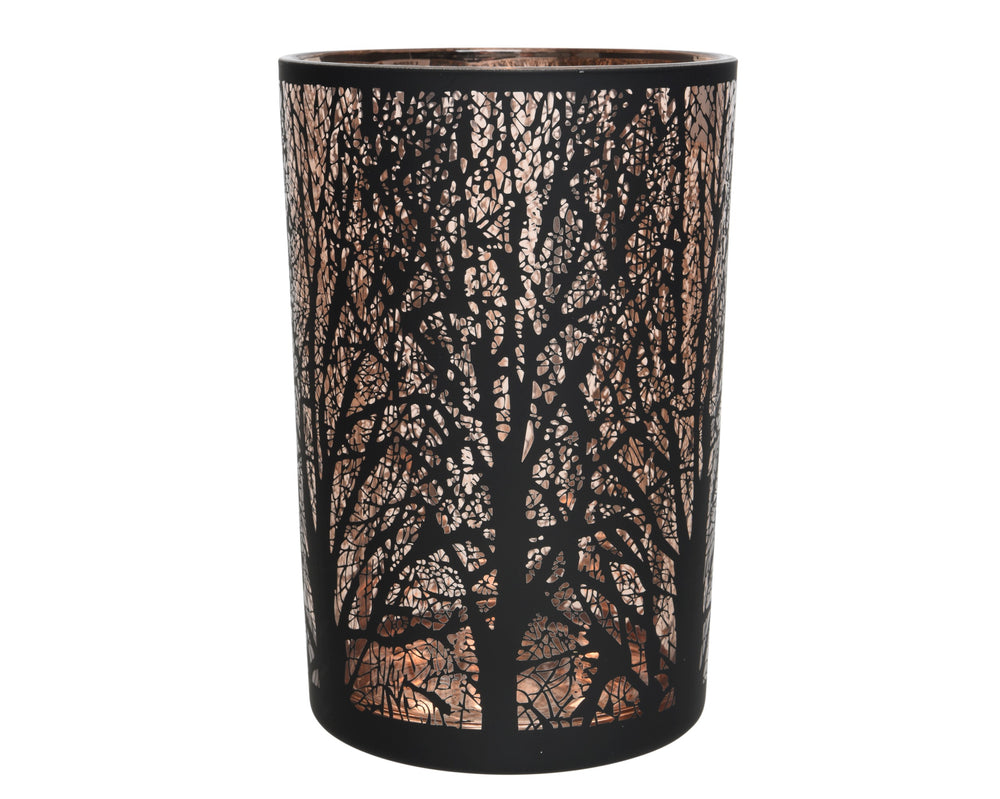 Tealightholder glass matt black D.10cm x H.12.5cm
