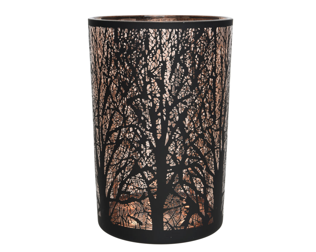 Tealightholder glass matt black D.10cm x H.12.5cm