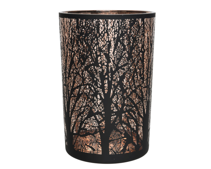 Tealightholder glass matt black D.10cm x H.12.5cm