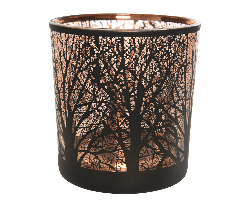Tealightholder glass matt black D.7.3cm x H.8cm
