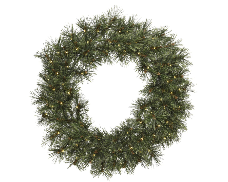 Green Cashmere Christmas wreath with warm white micro LEDs, battery-operated, 63cm
