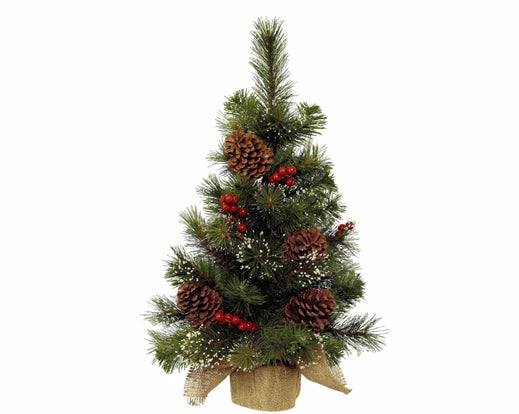 Ipswich Mini Tree Snowy Berries, Pinecones Indoor Green/White - Christmas - Windyridge Garden Centre