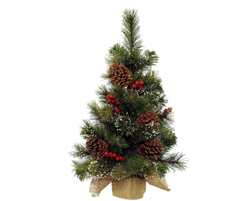 Ipswich Mini Tree Snowy Berries, Pinecones Indoor Green/White - Christmas - Windyridge Garden Centre