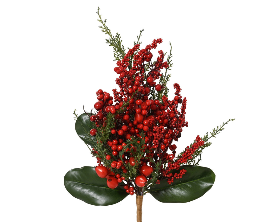 Big berry Christmas spray with red berries on green foliage, 50cm
