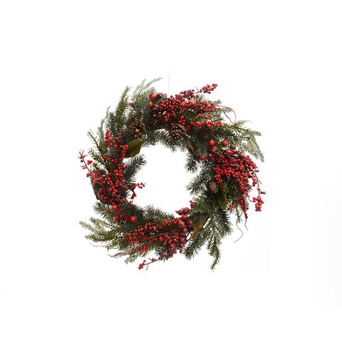 decorated wreath with berries
