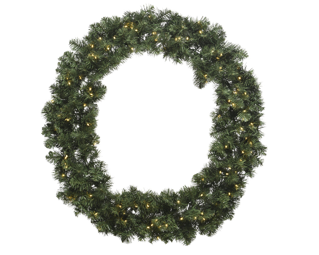 Green Imperial Christmas wreath with warm white LEDs, battery-operated, 50cm