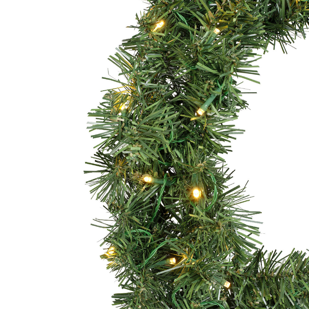Green Imperial Christmas wreath with warm white LEDs, battery-operated, 50cm, alternate view