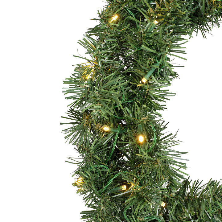 Green Imperial Christmas wreath with warm white LEDs, battery-operated, 50cm, alternate view