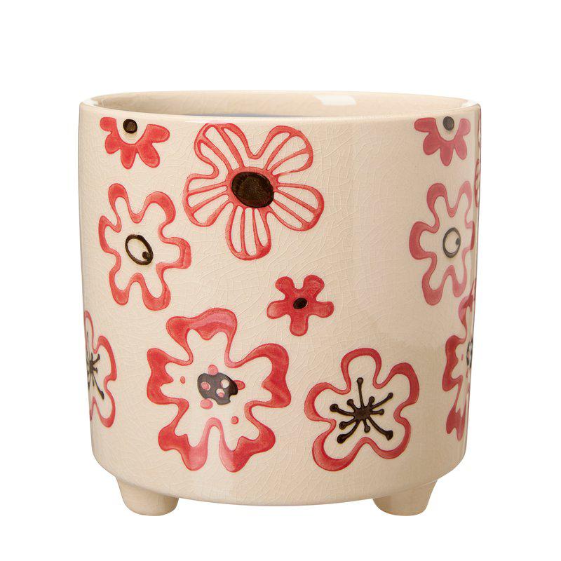 Rakel Pot  White/Red Ø18 X H18Cm - Pots - Windyridge Garden Centre