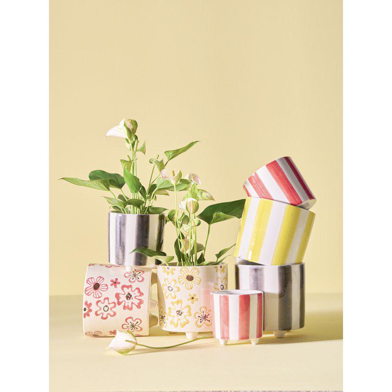 Rakel Pot  White/Red Ø14 X H14Cm - Pots - Windyridge Garden Centre