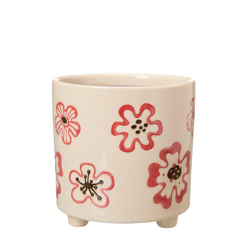 Rakel Pot  White/Red Ø14 X H14Cm - Pots - Windyridge Garden Centre