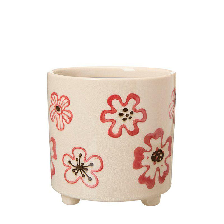 Rakel Pot  White/Red Ø14 X H14Cm - Pots - Windyridge Garden Centre
