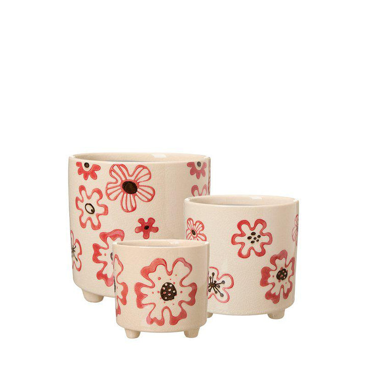 Rakel Pot  White/Red Ø14 X H14Cm - Pots - Windyridge Garden Centre