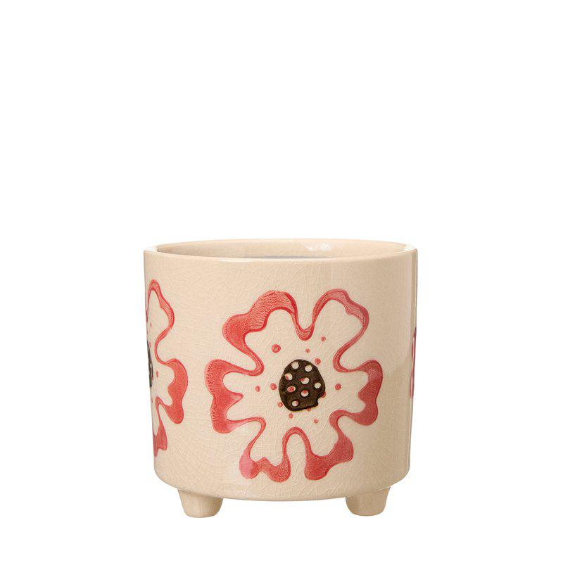 Rakel Pot  White/Red Ø12 X H12Cm - Pots - Windyridge Garden Centre