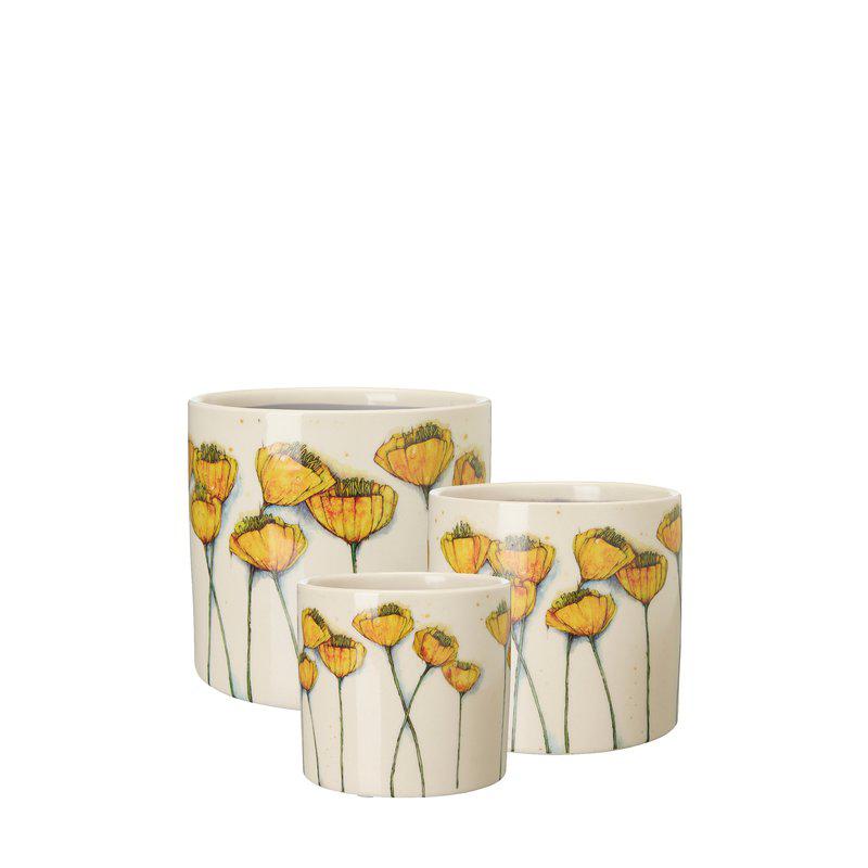 Valma Pot  White/Yellow Ø14 X H12Cm - Pots - Windyridge Garden Centre