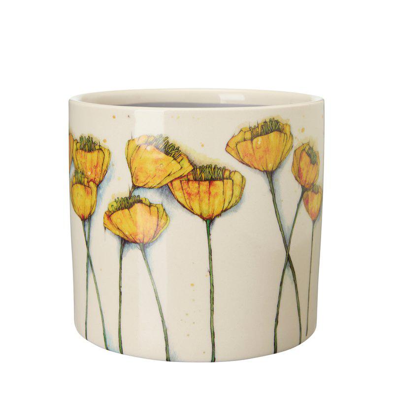 Valma Pot  White/Yellow Ø16 X H15Cm - Pots - Windyridge Garden Centre