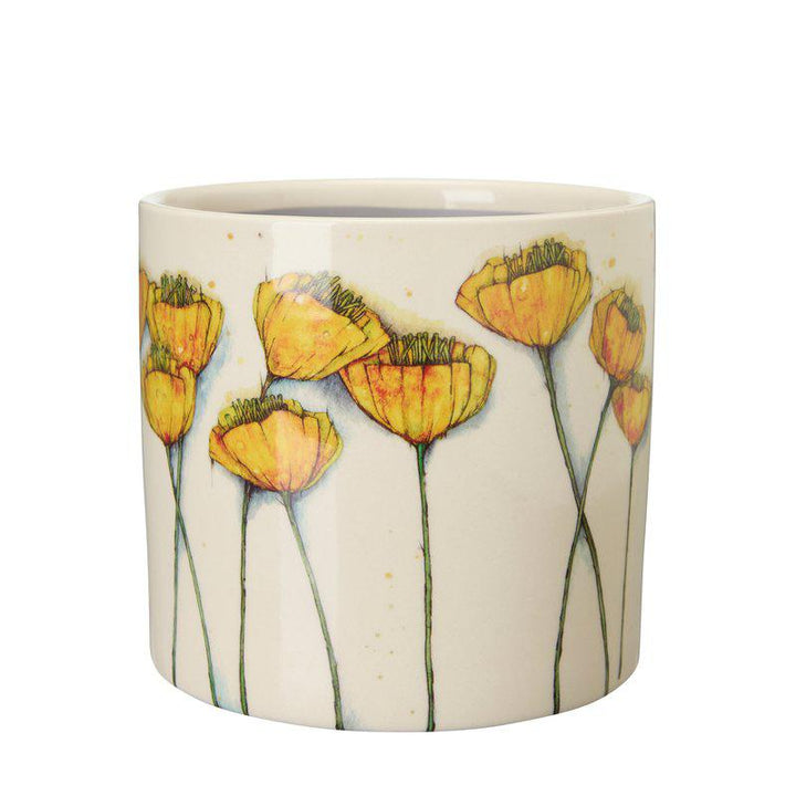 Valma Pot  White/Yellow Ø16 X H15Cm - Pots - Windyridge Garden Centre