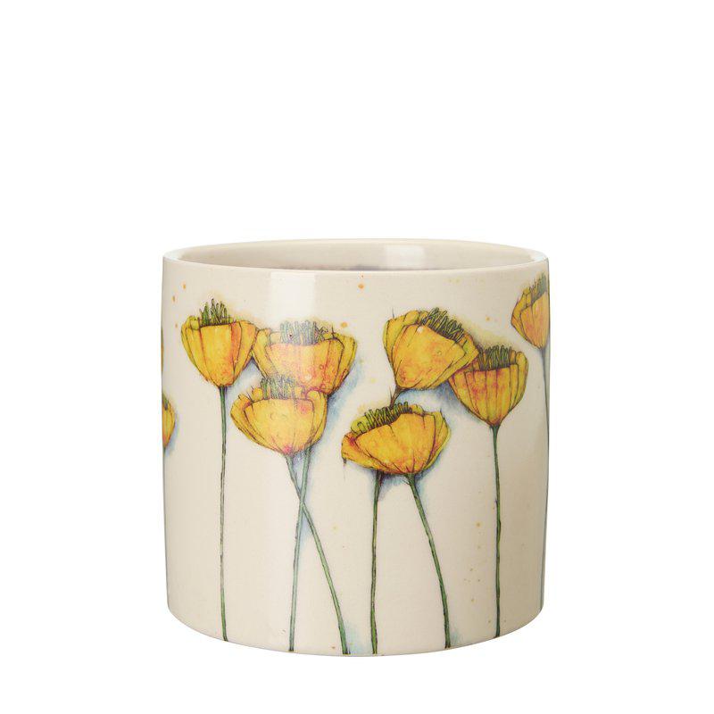 Valma Pot  White/Yellow Ø14 X H12Cm - Pots - Windyridge Garden Centre