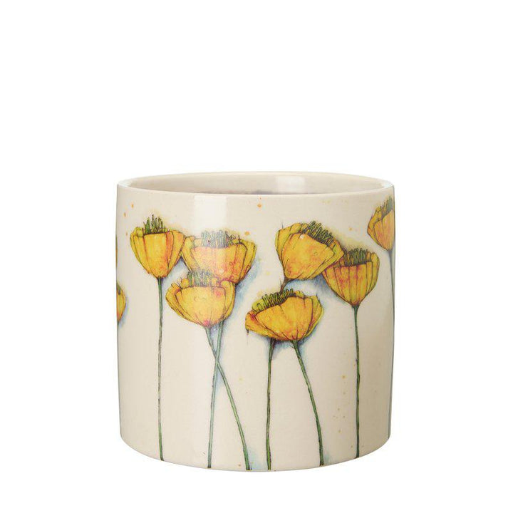 Valma Pot  White/Yellow Ø14 X H12Cm - Pots - Windyridge Garden Centre