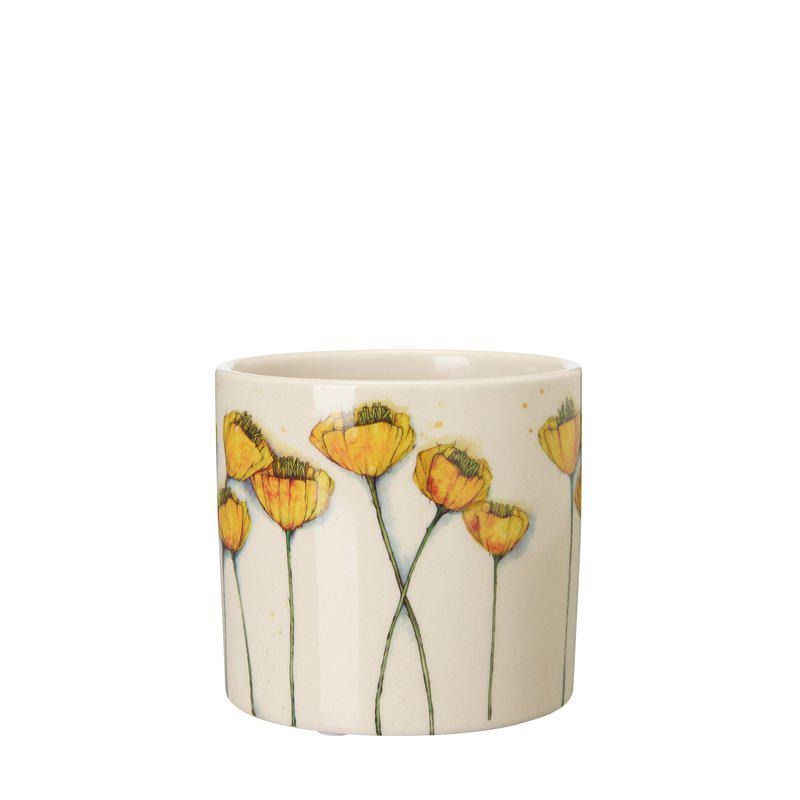 Valma Pot  White/Yellow Ø12 X H10Cm - Pots - Windyridge Garden Centre