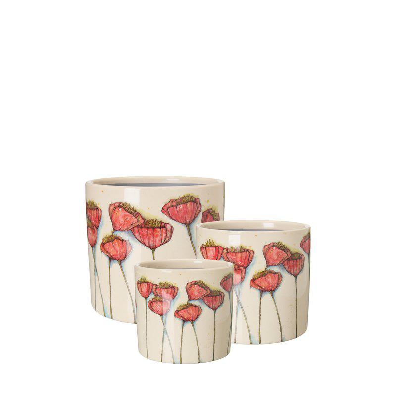 Valma Pot  White/Red Ø16 X H15Cm - Pots - Windyridge Garden Centre