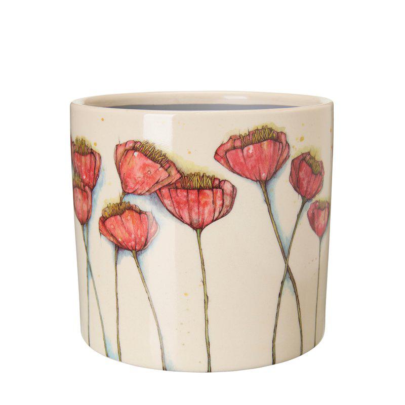 Valma Pot  White/Red Ø16 X H15Cm - Pots - Windyridge Garden Centre