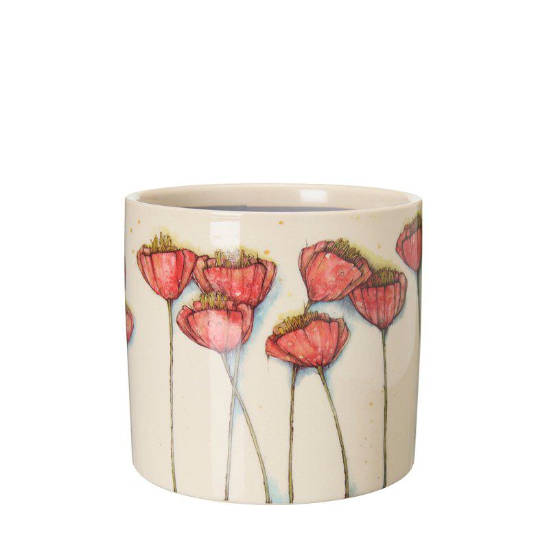 Valma Pot  White/Red Ø14 X H12Cm - Pots - Windyridge Garden Centre