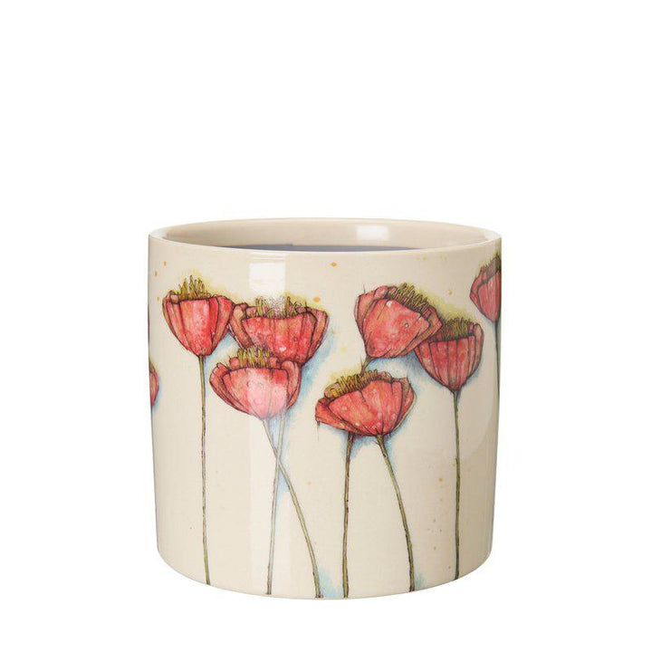 Valma Pot  White/Red Ø14 X H12Cm - Pots - Windyridge Garden Centre